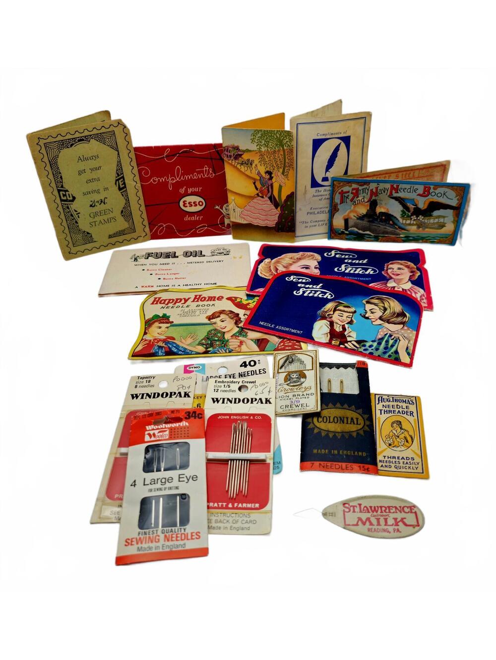 Lot Of 16 Vintage Sewing Needle Cards Crafting Scrapbooking